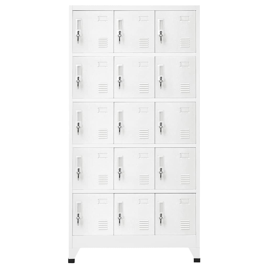 Armadio in metallo con 15 scomparti, 90 x 40 x 180 cm, grigio