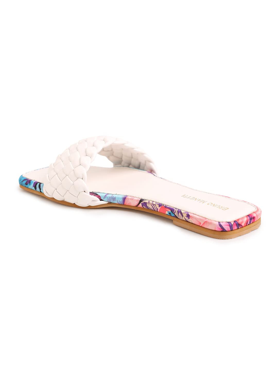 Bruno Manetti Womens white Slipon Back Open Braided Designs Flat Sandal (B09SBHJQQC) Amazon Price History, Amazon Price Tracker