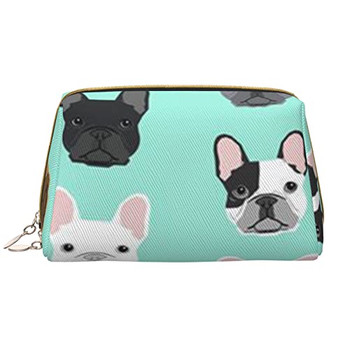 Trousse de maquillage bouledogue français : finis les sacs encombrés grâce au grand cuir blanc