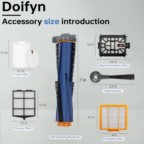 Image of Replacement Parts Compatible with Shark AI AV2501S AV2511AE AV2501AE RV2502AE RV2610WA AV2510AOUS RV2520AOUS Robot Vacuum Cleaner, 1Main Brush, 2 motor pre-filters, 2Foam Filters, 6Side Brushes