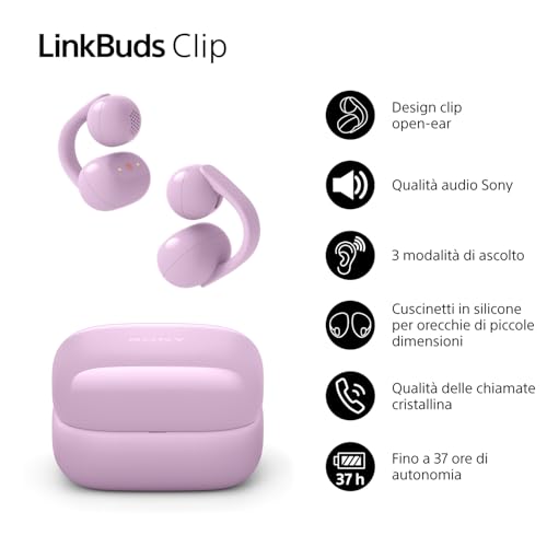 Sony Linkbuds Clip WF-LC900 Auricolari Wireless, Viola - 2