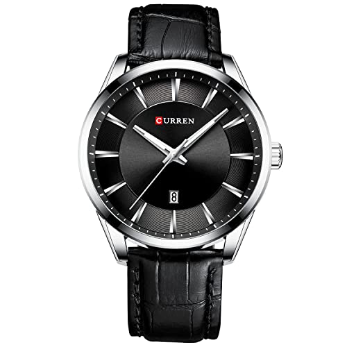 CURREN Men’s Fashion Business Calendar Waterproof Quartz Watch for Men with Leather Strap