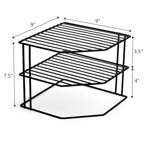 Frcctre 3-Tier Kitchen Corner Shelf Rack Counter and Cabinet Organizer, 9x9x7.5 Inch Metal Wire Kitchen Counter Pantry Cabinet Organizer and Storage Shelf for Plates, Cups, Dishes - Image 3