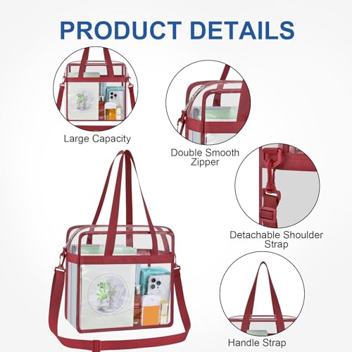 USPECLARE Clear Tote Bag for Stadium Events, 12x6x12 Transparent Stadium Bag for Work, Sports Games,Gym，Concerts by USPECLARE - Image 3