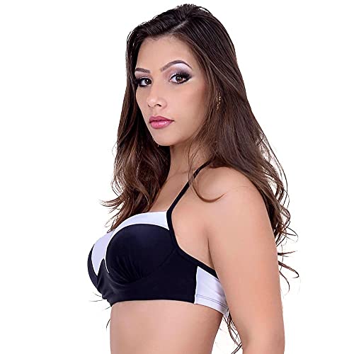 Biquíni Top Com Bojo Meia Taça Preto e Branco Summer Soul (G)
