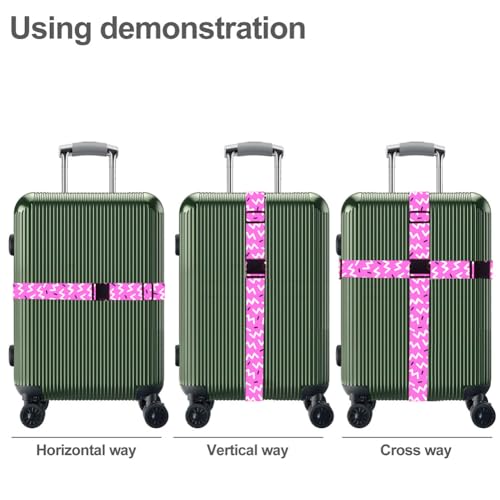 Image of Luggage Straps for Suitcases TSA Approved Easy Pack Organized Suitcase Strap, Luggage Strap, Luggage Belt Strap, Bag Straps for Luggage. Buckle Straps Travel Accessories (Pink)