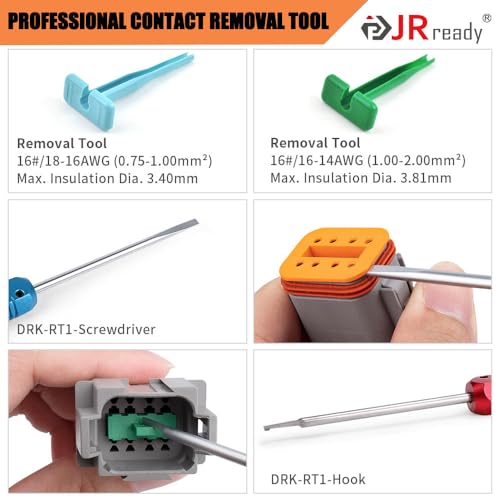 JRready ST6309 Deutsch Connector Kit 416PCS - 2 3 4 6 8 12 Pin DT Connectors with Size 16 Solid Contacts(14-20AWG), Waterproof Automotive Electrical Connector for Car, Motorcycles, Boat - Thumbnail 7