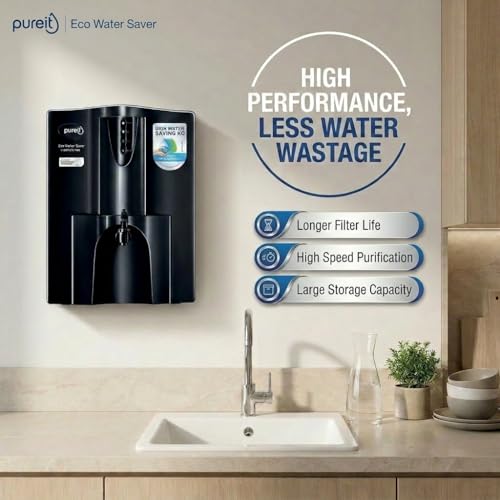 Pureit Eco Water Saver RO Purifier (Black) with RO+UV+MF Filtration | Water Purifier Filter For Home | 7-Stage Purification | Up to 60% Savings | Suitable for Borewell/Tanker/Municipal Supply | 10 L view 2