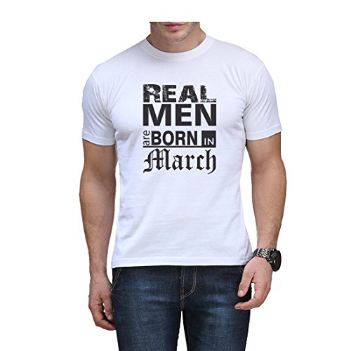 Image of Printed Real Men are Born in /Kings are Born in /Legends are Born in March Cool Cotton T-Shirt for Men
