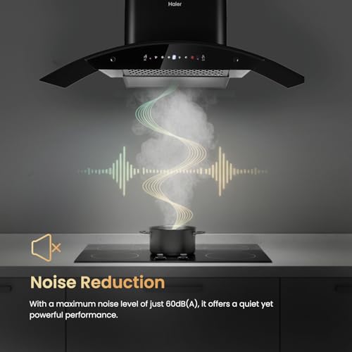 Image of Haier 90cm 1500 m3 /hr Curved Low Noise Chimney with Easy Clean Filterless Autoclean | 10 Yr Motor & 4 Yr Product Warranty | Touch & Gesture Control | Free Pipe and Installation | HIH-G1900-IN