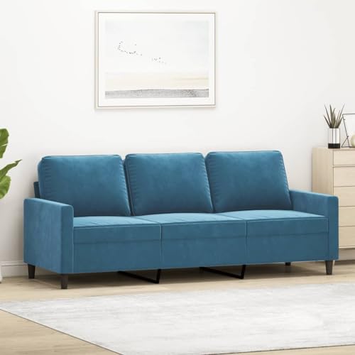 Emmtore Sofa 3-Sitzer, Loungesofa Couch mit Armlehnen Rückenkissen, Wohnzimmersofa Designsofa mit Metallgestell, Sitzmöbel Dreisitzer Samt,Blau,180 cm Emmtore Sofa 3-Sitzer, Loungesofa Couch mit Armlehnen Rückenkissen, Wohnzimmersofa Designsofa mit Metallgestell, Sitzmöbel Dreisitzer Samt,Blau,180 cm