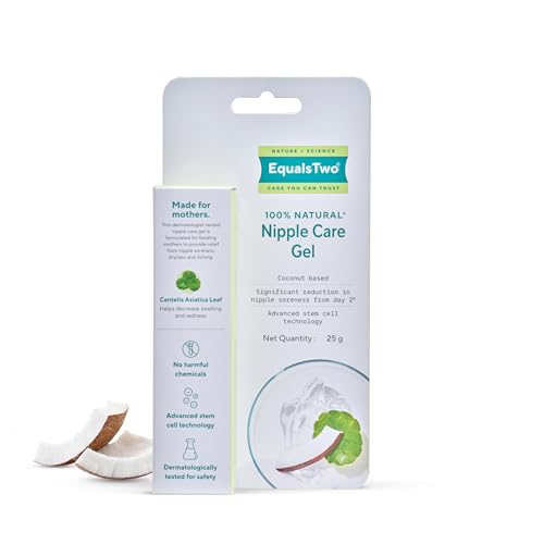 Image of EQUALSTWO by Zydus Nipple Care Gel for Cracked & Sore Nipples, 25gm, 100% Natural Soothing Nipple Gel Cream for Breastfeeding & New Mom, Hypoallergenic, Dermatologically Tested, Pack 1
