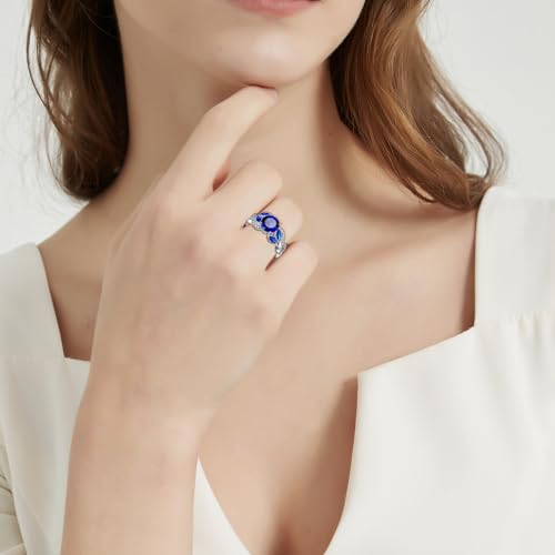 Yaresul 3.6Ct Women'S Round Created Sapphire Ring Bezel Setting Marquise Fashion Statement Ring 925 Sterling Silver Engagement Rings For Women Best Gift For Mother And Grandma Size 8 thumb #5