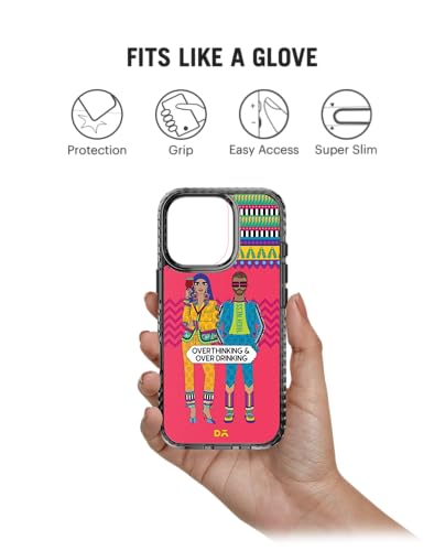 Image of DailyObjects Case for iPhone 16 Pro Max Compatible with Mag-Safe Wireless Charging, Stride 2.0 Overthinking & Overdrinking Slim Shockproof Back Cover with Inner Magnetic Ring