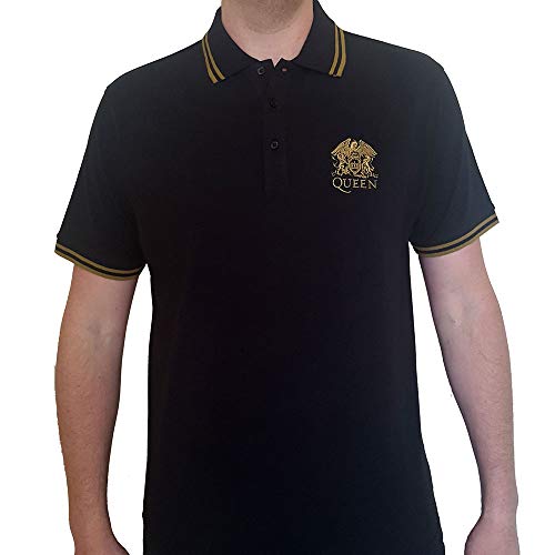 Polo Queen Crest Logo Officiel Homme Noir Vêtement Rock Chic