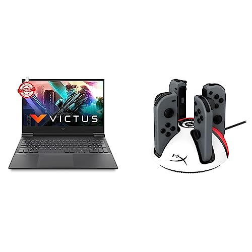 Image of HP Victus Gaming AMD Ryzen 7-5800H 16.1 inch(40.9 cm) FHD Gaming Laptop & HyperX ChargePlay Quad 2 Nintendo Switch Controller Charger