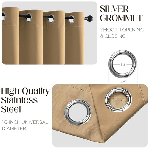 Image of Cortina 80-90% Blackout Solid Window Curtains 5 Feet Set of 2 - Thermal Insulated | Curtain for Living Room | Drapes for Bedroom | (5 Feet, Camel Brown)
