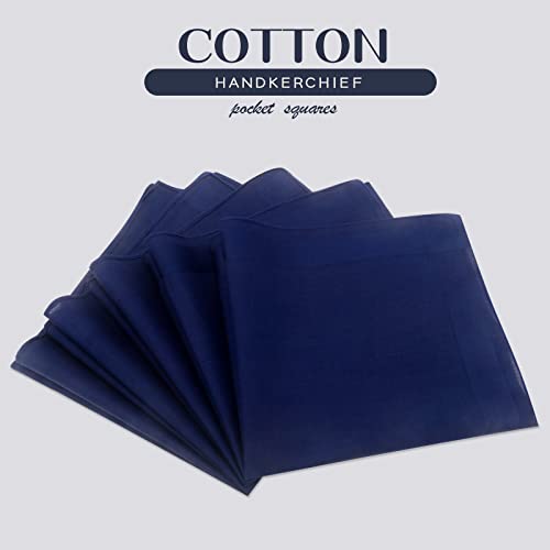 Gbs Men's Cotton Handkerchiefs, Solid Color Pocket Square Hankies With Stripe -Navy #TOP1