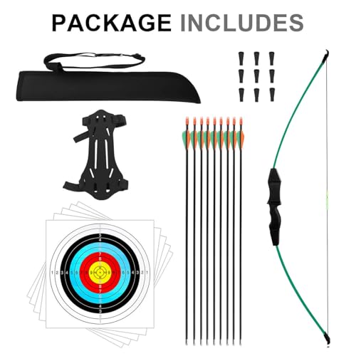HANSPY Bogen und Pfeil Kinder Set Jugendbogenset Teens Kinderbogen Recurve Zielscheibe 15lbs Kinder Pfeilbogen Anfänger Jugendliche für die Outdoor-Sportjagd im Hinterhof