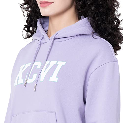 Image of Mode By Red Tape Women's Light Purple Typography Hoodie