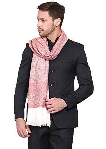 Image of Weavers Villa Men's Paisley Design Woven Poly Wool Blend Gents Shawls, Muffler, Stoles for Men