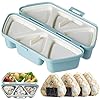 6 in 1 Onigiri Mold, 6 in One Onigiri Mold, Triangle Rice Ball Molds, Quick to Make and Easy to Store Carry and Clean Can Be Used as a Rice Container For Seaweed Rices Balls Sushi Musubi (Blue)