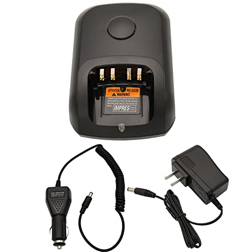 Desktop Charger DC 12V/24V Car Charger Compatible with Motorola XPR6350 XPR6380 XPR6550 XPR6580 XPR7350 XPR7380 XPR7550 XPR7580 XPR7350e XPR7380e XPR7550e XPR7580e XPR3300 XPR3500 XPR3300e XPR3500e