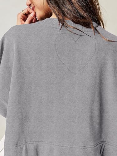 Image of Dokuritu Sweatshirt Dress Women Crew Neck Long Sleeve Patchwork Pullover Tops Flowy Oversized Sweatshirt Mini Dress