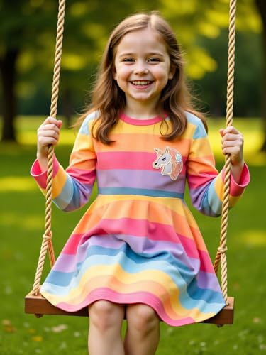 Girls Twirl Dress with Flare Hem – Colorblock Design Casual Dresses for Kids2