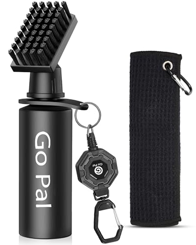 Go Pal Golf Club Cleaner: Golf Club Brush with 4oz Portable Water Bottle and Towel, Nylon Bristles, Retractor for Easy Cleaning - Multiple Cleaner kit Accessories for Men Women