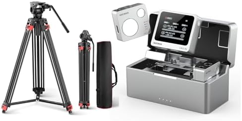 NEEWER Basic 74" Video Tripod With Fluid Head, Metal Camera Tripod With