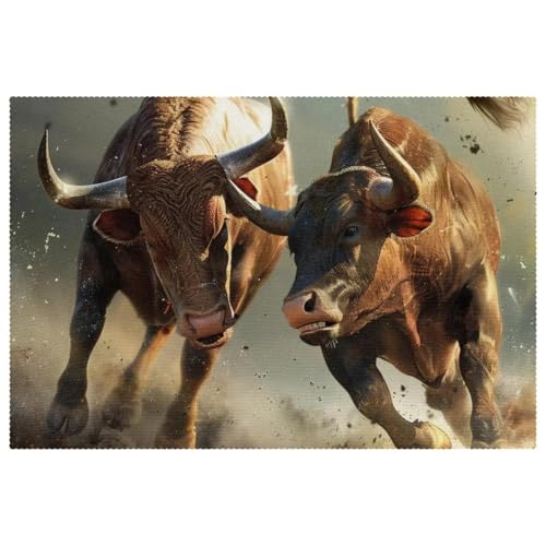 Sets de table Two Fighting Bulls anti-chaleur pour préserver vos meubles - 2