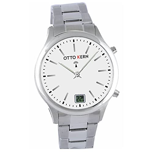 Otto Kern Funk-Armbanduhr mit Edelstahlarmband Funkuhr 41 mm Edelstahl 20 mm Funksignal DCF77 Herrenarmbanduhr Damenarmbanduhr Digitale & Analoge Anzeige Datumsanzeige Japanisches Quarzuhrwerk Cover