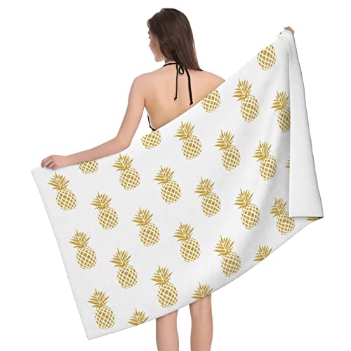Serviette de bain microfibre absorbante et drap de plage léger motif ananas - 2