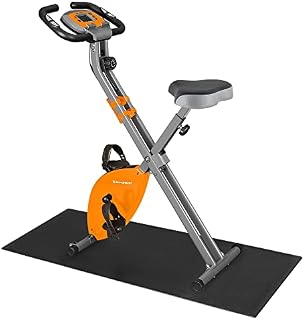 SONGMICS Składany rower mieszkalny, spinning, jazda na rowerze, 8 poziomów oporu magnetycznego, mata podłogowa, czujnik tętna, uchwyt do laptopa, pojemność 100 kg