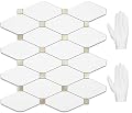 STICKGOO 10 Sheets Peel and Stick Backsplash, Pure White Marble Look PVC Mixed Metal Gold Kitchen Backsplash, Stick on Backsplash Wall Tiles for Kitchen, Bathroom, RV