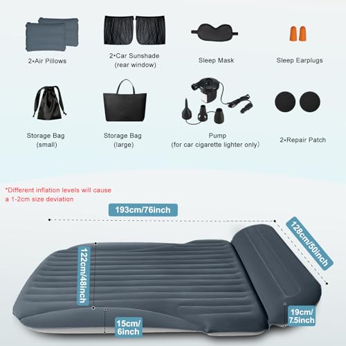 Ciremiv SUV Air Mattress for Car Camping, 6" Car Bed with Pillow & Pump - image 4