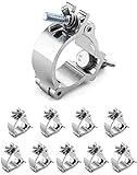QWORK Truss Clamp for Stage Lights, 10 Pack 2 Inch Aluminum Alloy Lighting Fixture for Moving Head Light, Fits 48-52mm OD Tube/Pipe, Heavy Duty 220Lbs Load Capacity