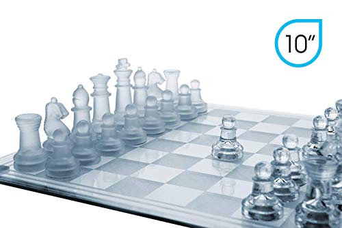 Glass Chess Set, 3 Sizes (7.5/10/14 Inches) Elegant Design, Durable Build, Fully Functional