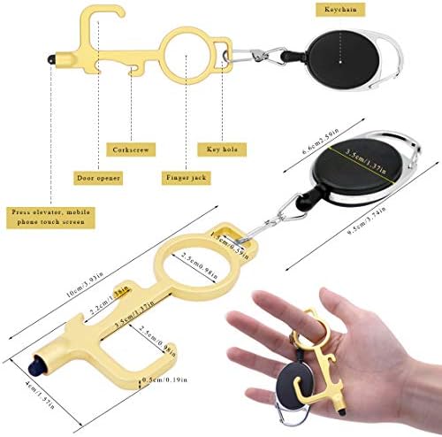 4 PCS Multifunctional Contactless Door Opener,No-Touch Key Door Handle Opener with Keychain for Outdoor Public Door Handle Closer Touchscreen Button 4-Color