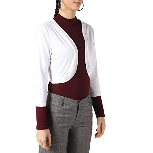 Image of PepTrends Solid Cotton Knitted Short Shrug with Front Open