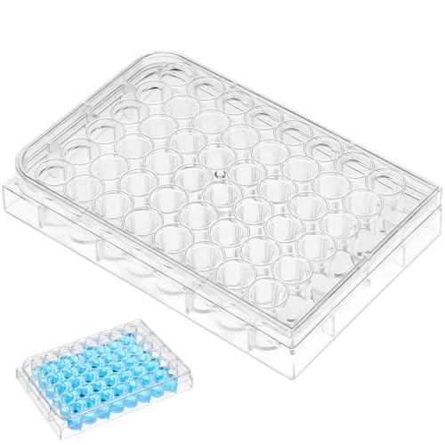 Ipetboom 48-Well Cell Culture Plate Transparent Plastic Microplates with Raised Rim Lids for Laboratory Tissue...