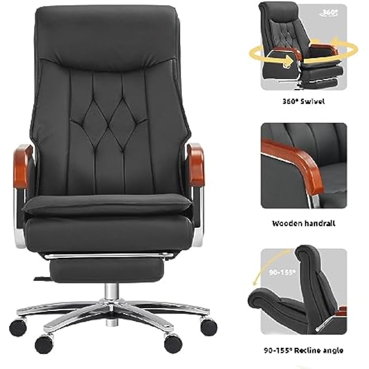 Leather Manager Executive Office Chair Ergonomic Home Chair Fully Reclinable