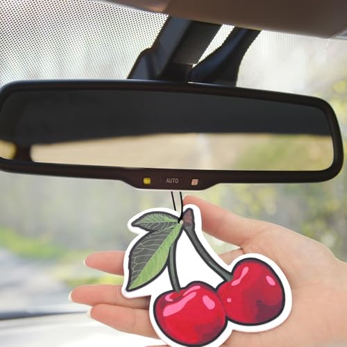 Image of 12 Pcs Cherry Air Freshener for Car Long Lasting Scented Cherry Car Freshener Ornaments Gifts Decor Stocking Stuffer Gift Cute Cars Mirror Hanging Accessories