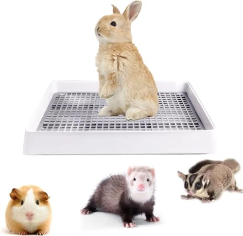 bangminda Boîte à Litière de Lapin Bac à Litière pour Cochon d'Inde avec Grille Corbeille à Litière d'angle pour Lapin Amovible pour Furet Chinchilla...