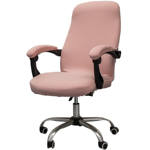 Melaluxe Office Chair Cover with Arm Covers - Universal Stretch Desk Chair Cover, Computer Chair Slipcovers (Size: L) - Pink