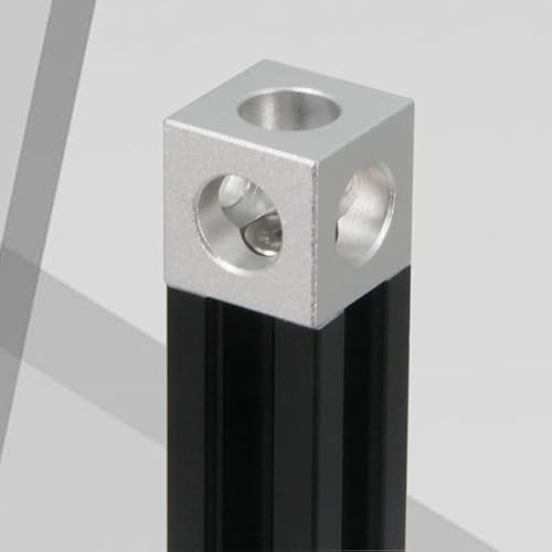 Yeebyee 2020 Aluminium-Würfel-Eckwinkel mit M5x14mm Schrauben für 6mm Schlitz 2020 Serie Aluminium-Strangpressprofil (Silber-Würfel-Ecke)
