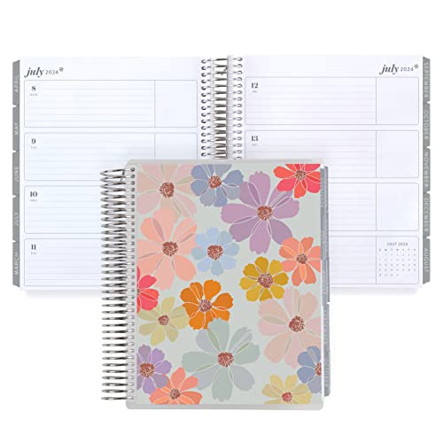 Erin Condren 7x9 Coiled Life Planner (January 2024 - December 2024) - Colorful Cosmos classic cover, horizontal layout, Canvas theme, platinum coil