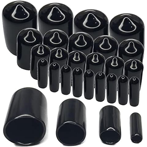 40pcs Round Rubber End Caps 1/8" 1/4" 3/8" 1/2" Black Vinyl Cover Bolt Screw Thread Protectors Assortment Kit Cover