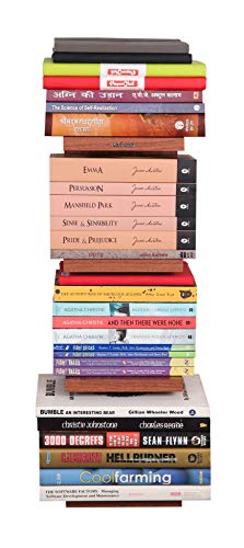 Image of Madhuran Engineered Wood Wall Mounted Books Shelf Set of 2 (Matte,Teak) Invisible Library Organizer Decoration Standing Corner Office Study Bedroom Self